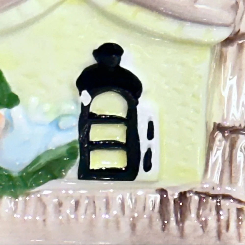 Ceramic Country Cottage Shaped Cookie Jar Canister 7